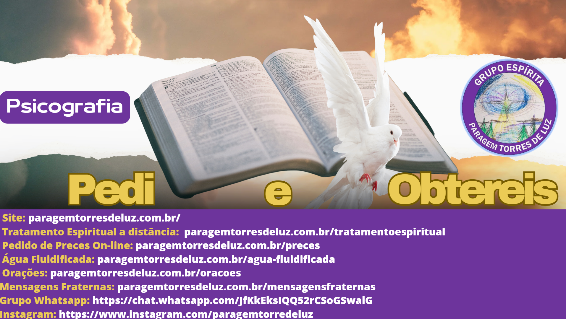 Pedi e obtereis (Mensagem Psicografada pelo Grupo Espírita Paragem Torres de Luz)